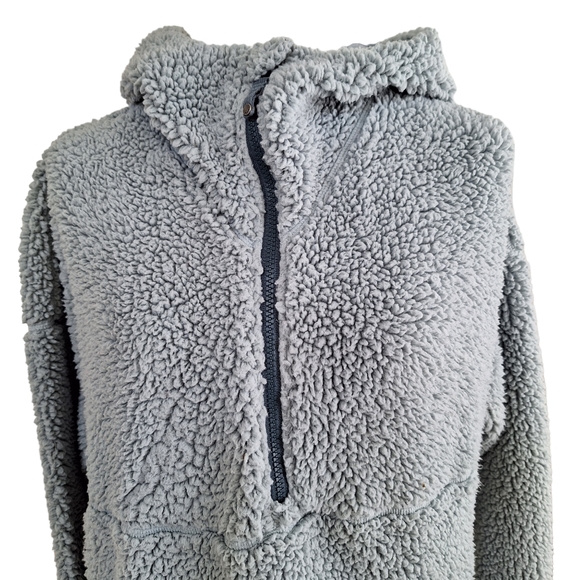 Prana Polar Escape Half Zip Sherpa Hooded Jacket Sweatshirt Light Blue szM - Picture 8 of 10